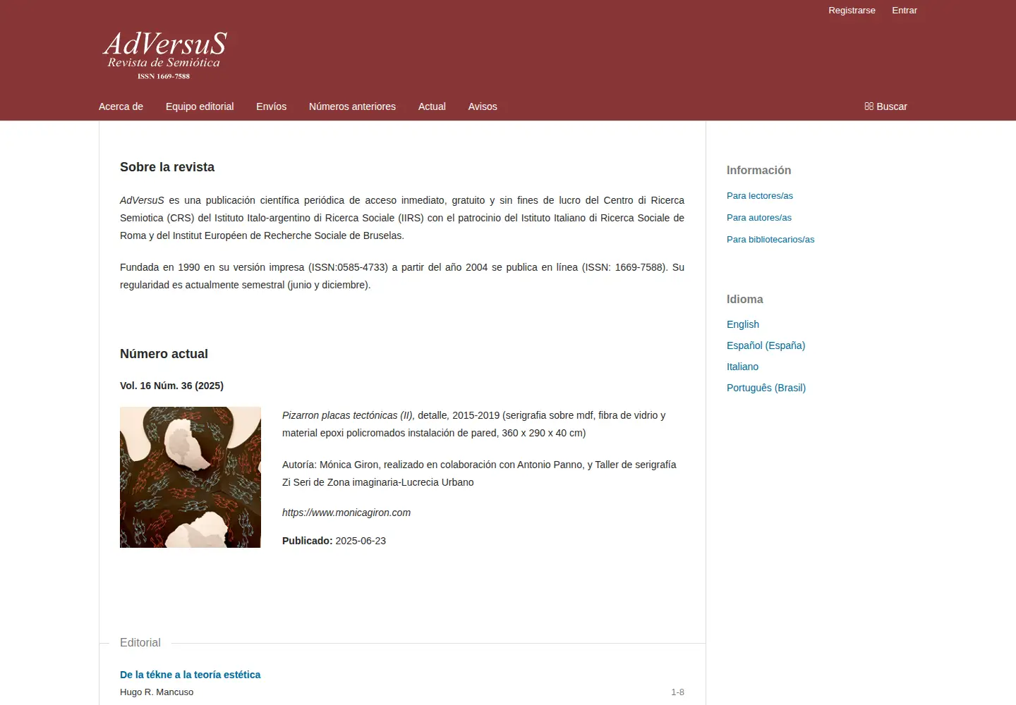 Captured homepage of adversus.org in the current scan