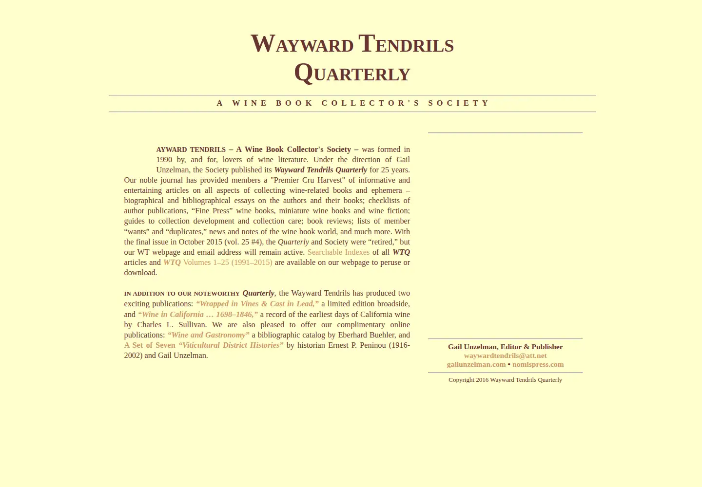 Screenshot of waywardtendrils.com