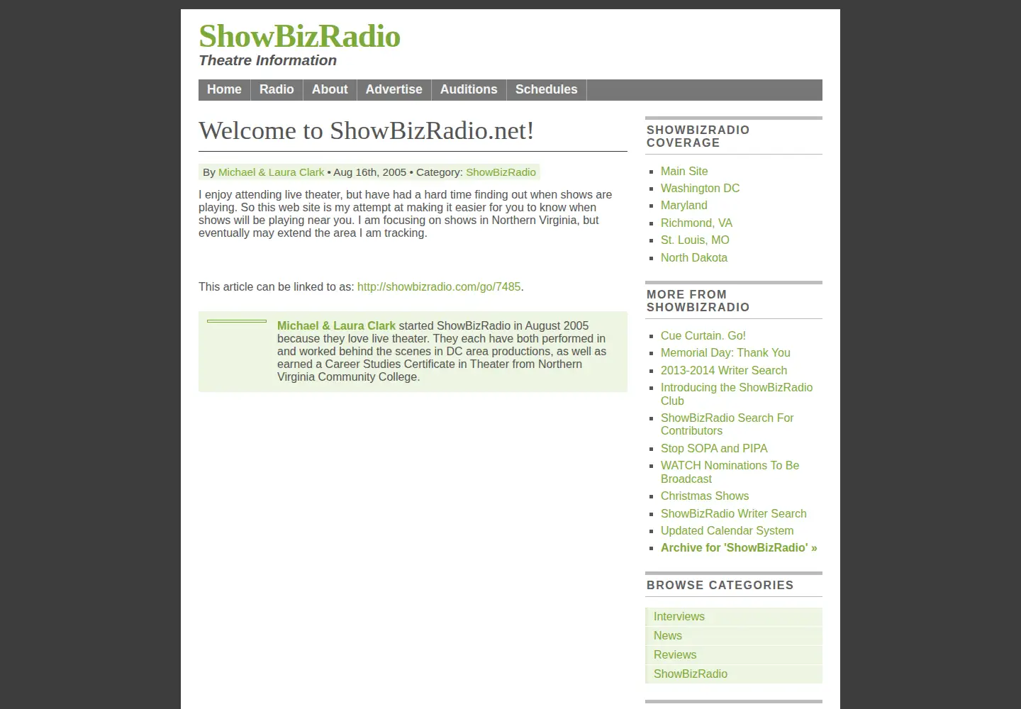 Captured homepage of showbizradio.net in the current scan