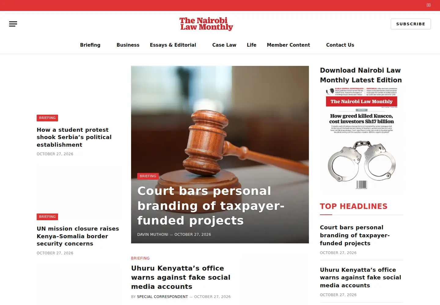 Screenshot of nairobilawmonthly.com
