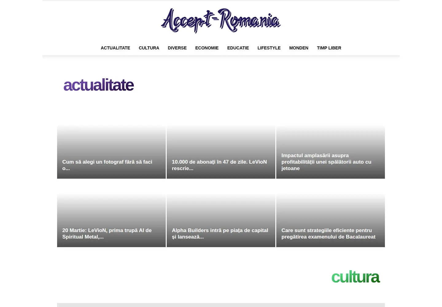 Captured homepage of accept-romania.ro in the current scan