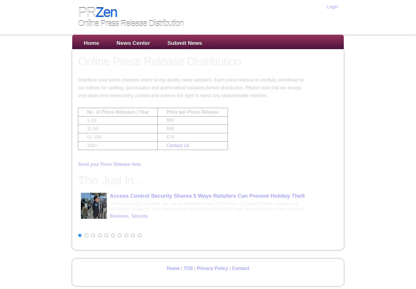 Captured homepage of przen.com in the current scan