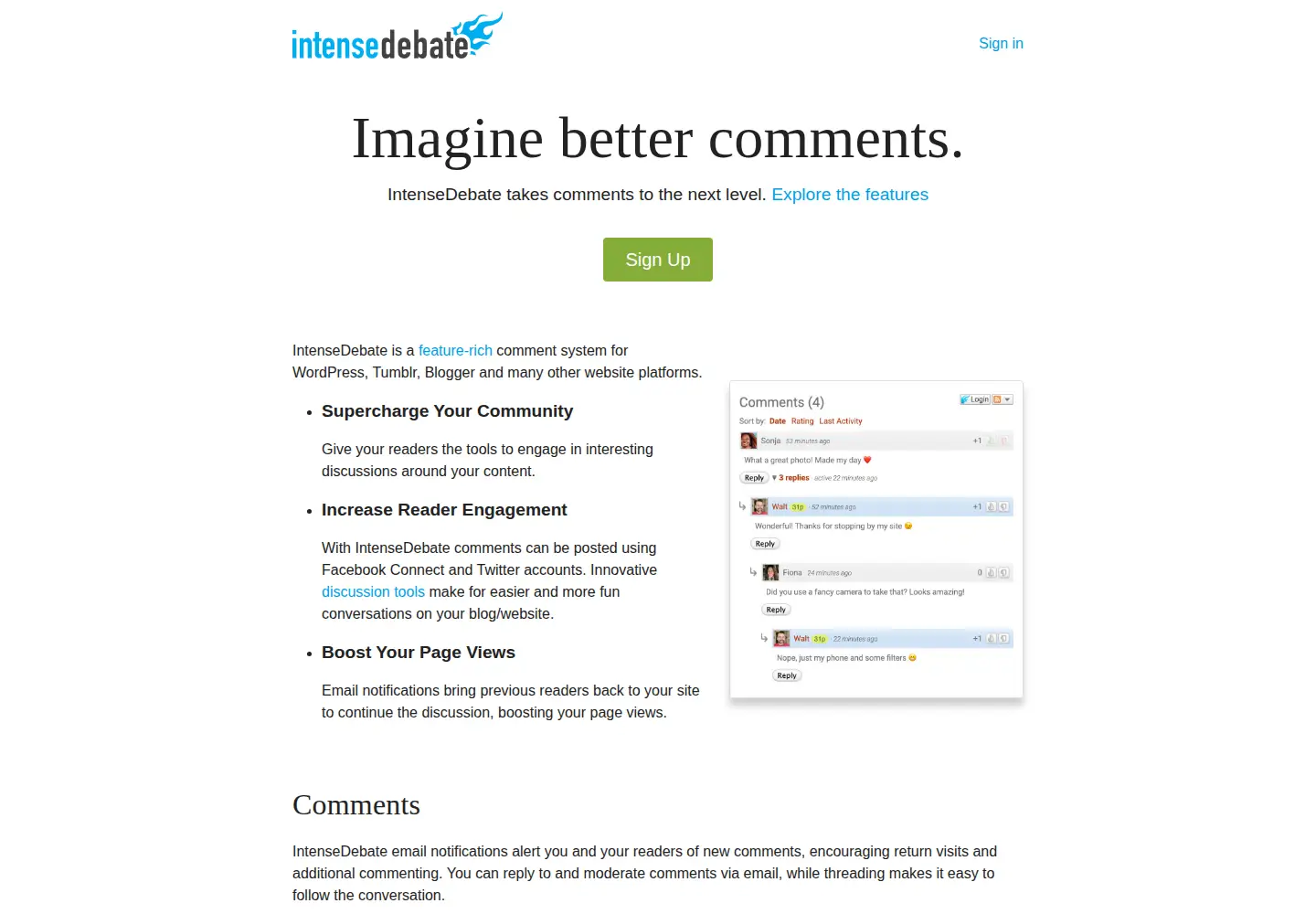 Screenshot of intensedebate.com