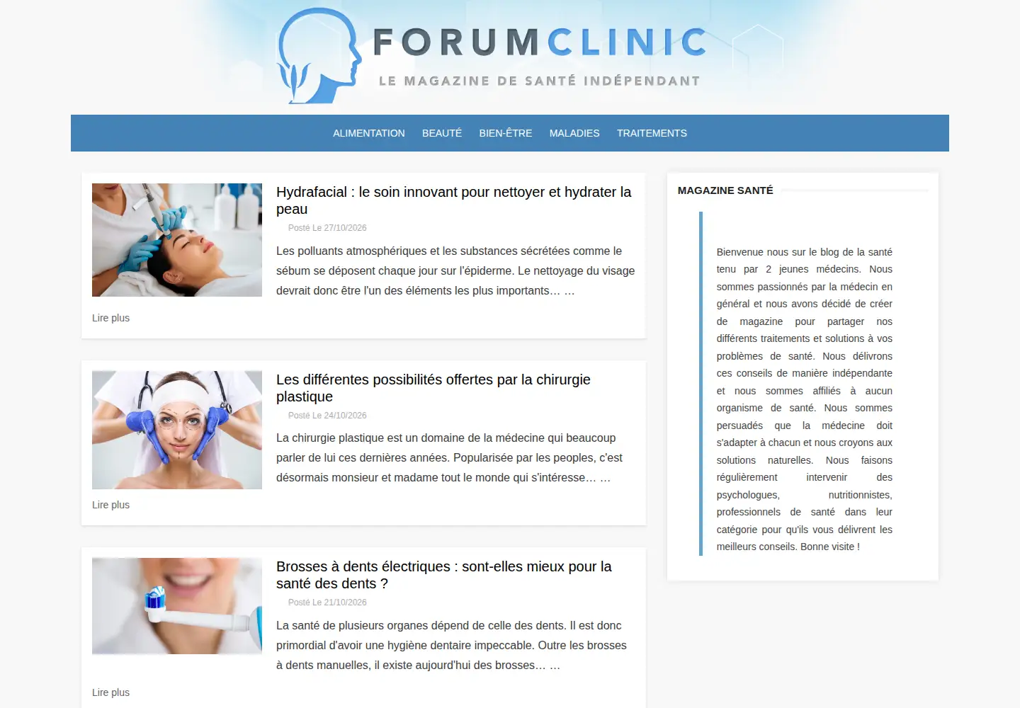Captured homepage of forumclinic.org in the current scan
