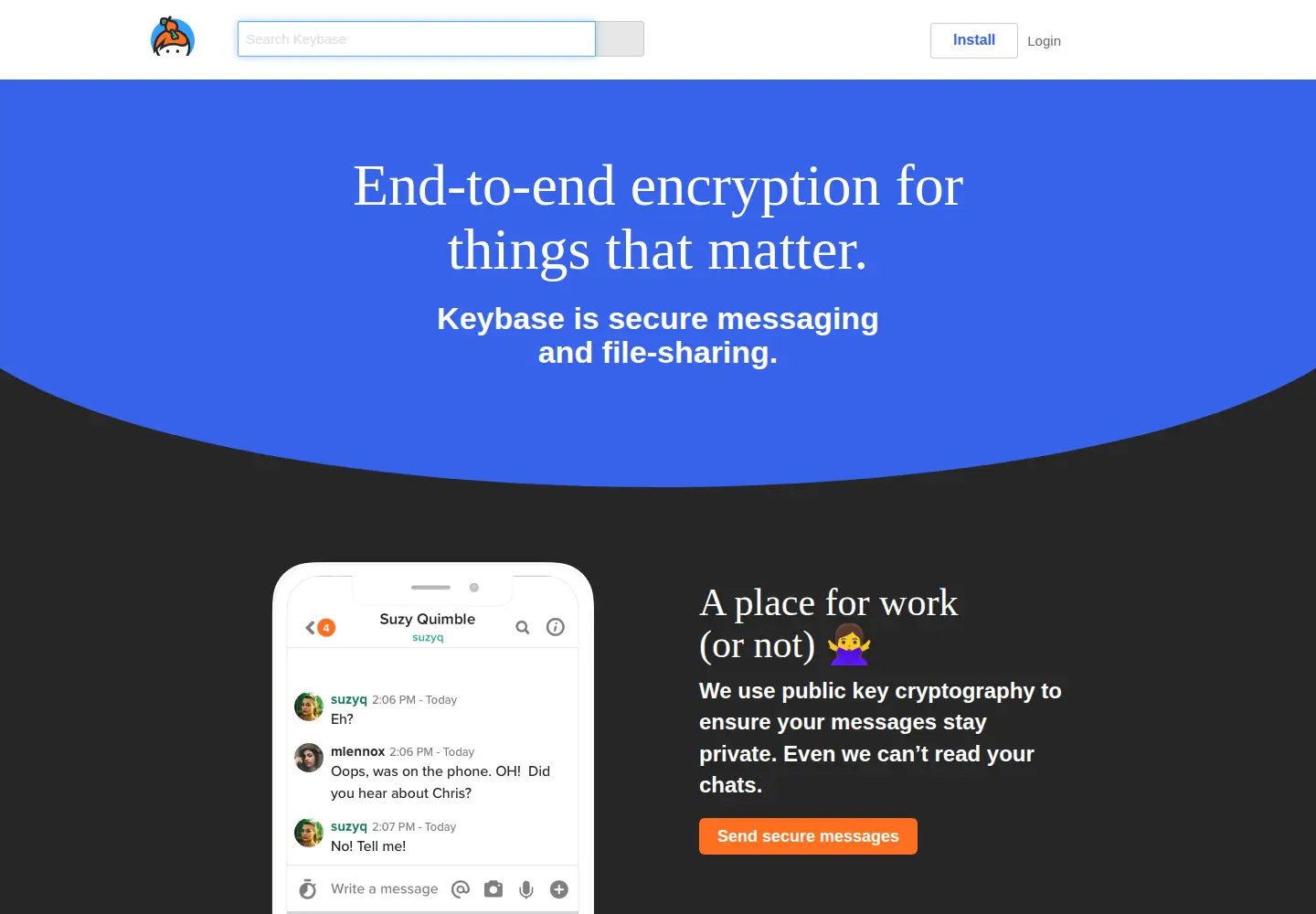 Screenshot of keybase.io