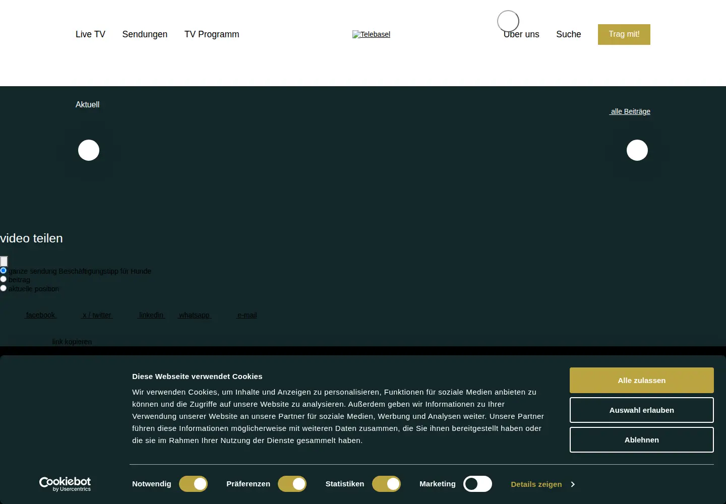 Captured homepage of baseljetzt.ch in the current scan