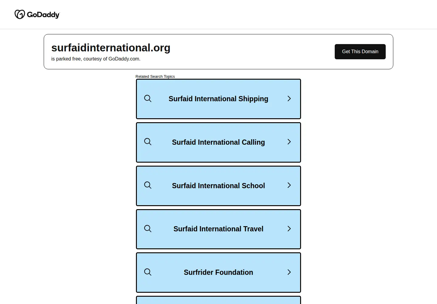 Captured homepage of surfaidinternational.org in the current scan