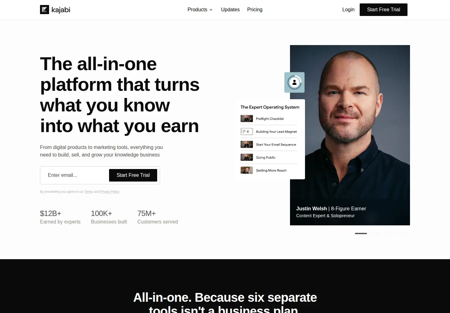 Screenshot of kajabi.com