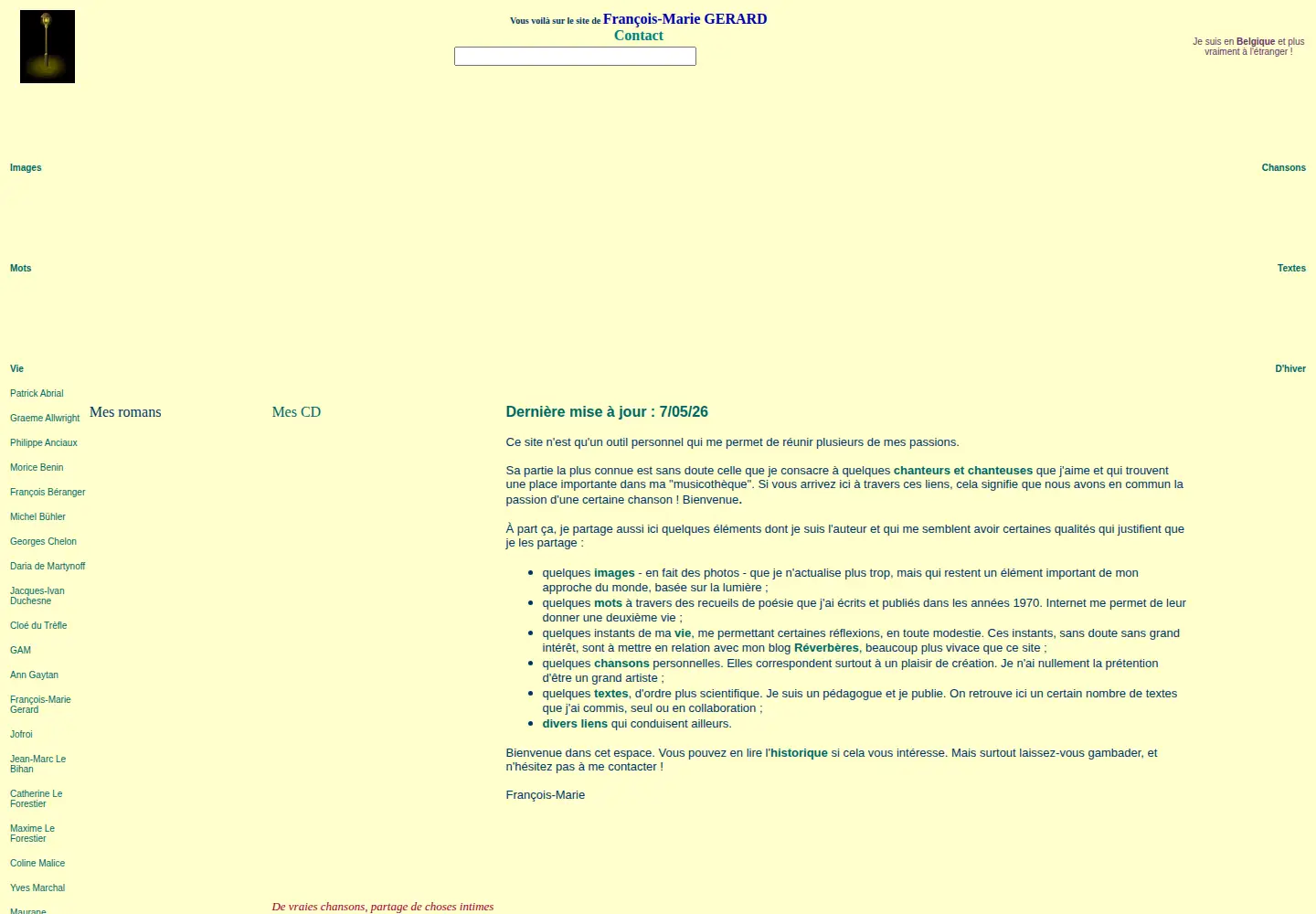Captured homepage of fmgerard.be in the current scan