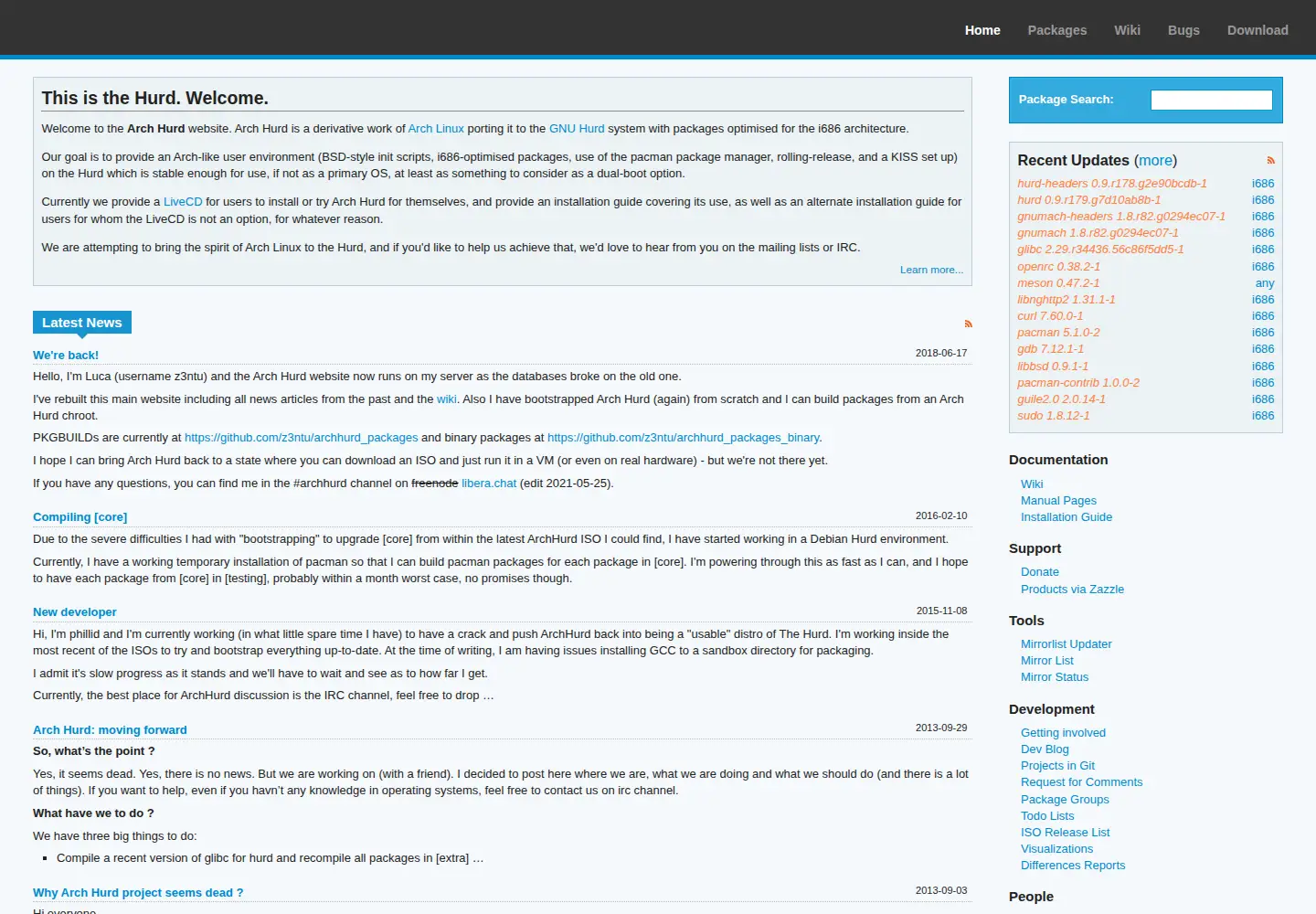 Screenshot of archhurd.org