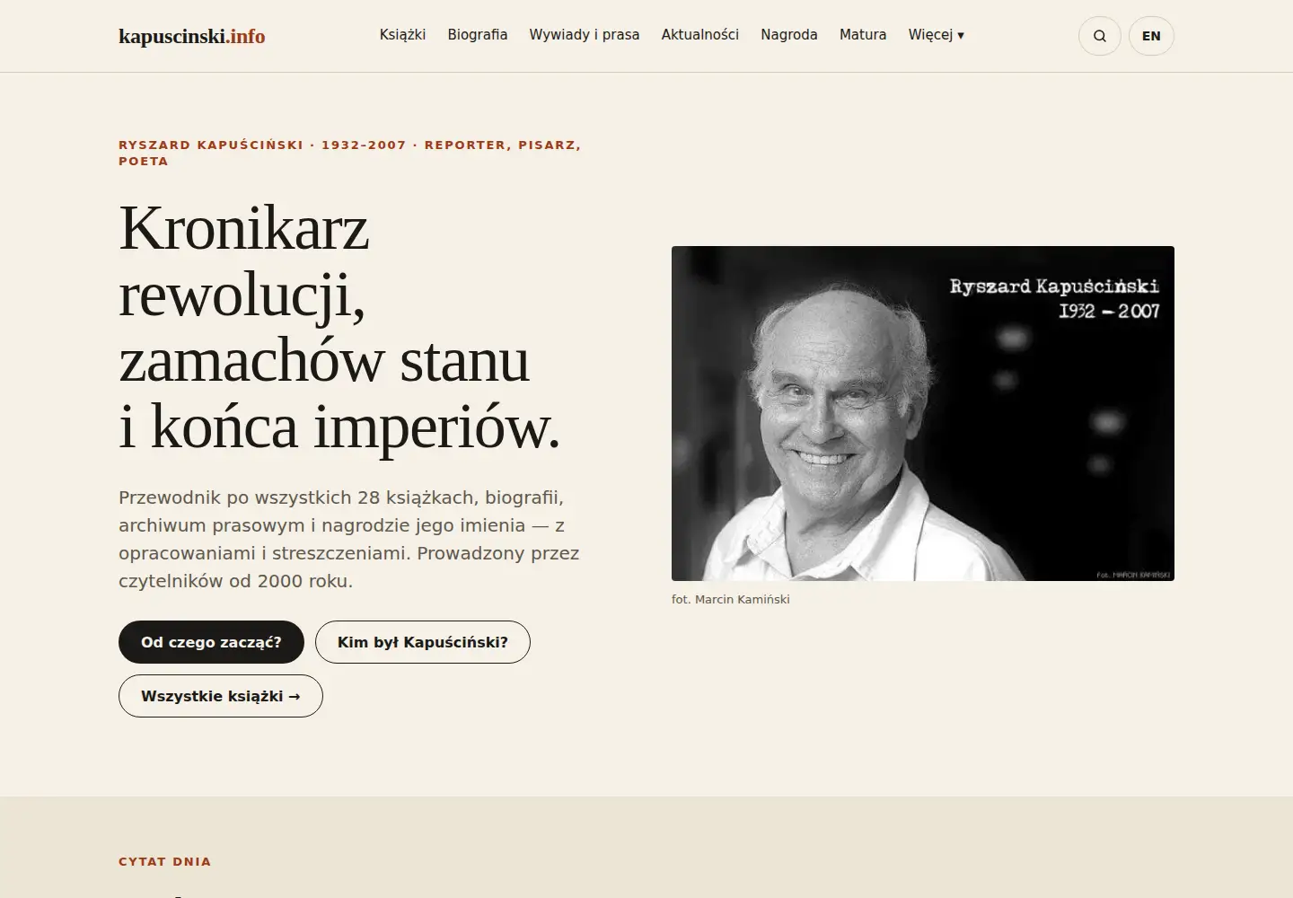 Screenshot of kapuscinski.info