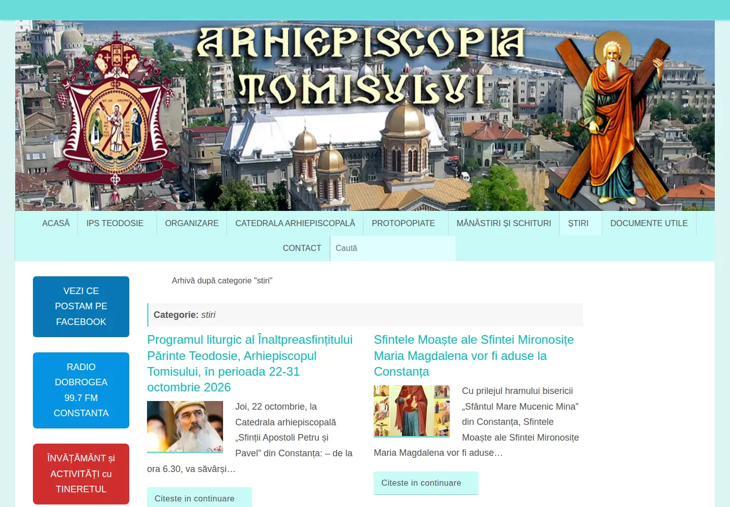 Captured homepage of arhiepiscopiatomisului.ro in the current scan