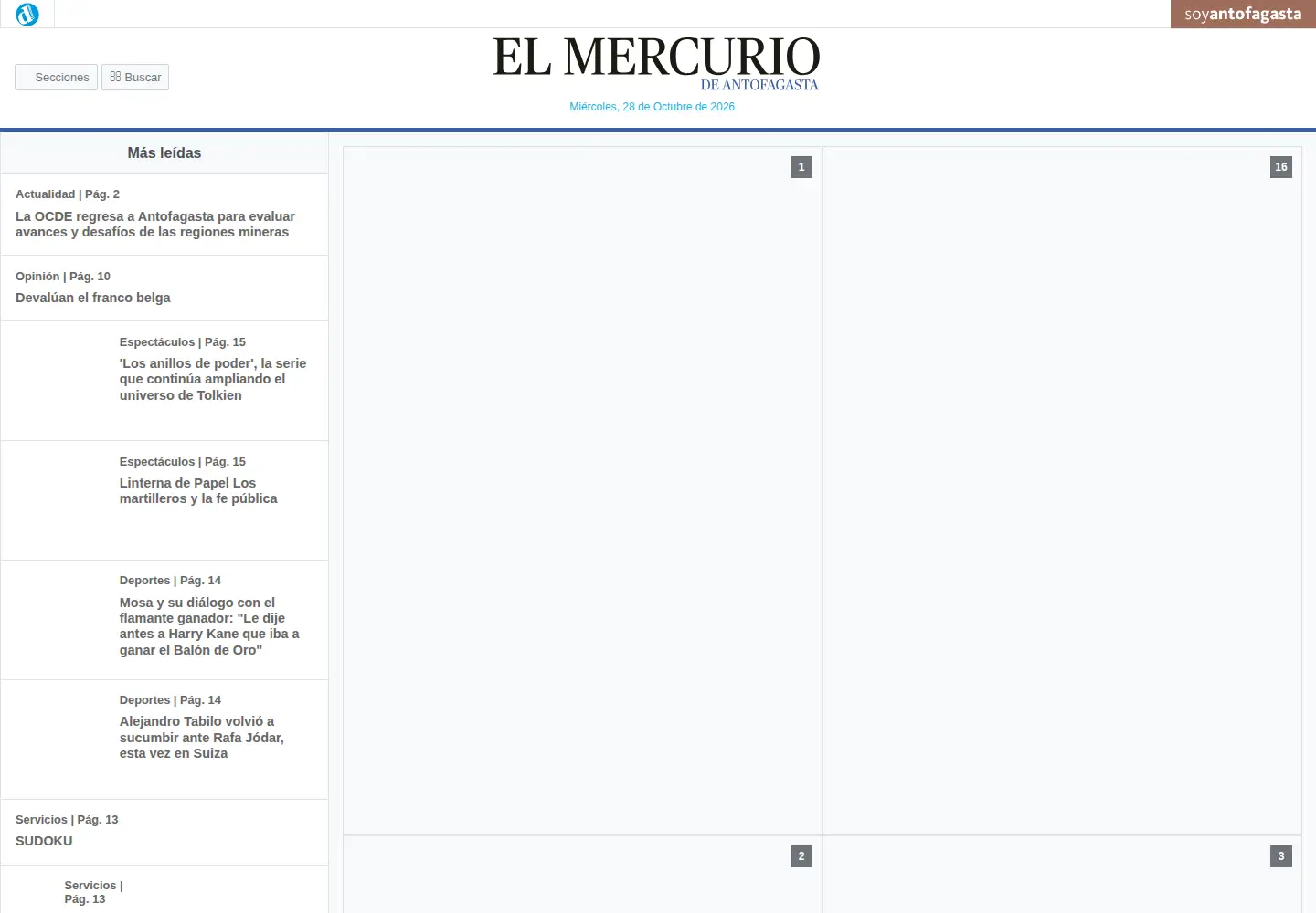 Captured homepage of mercurioantofagasta.cl in the current scan