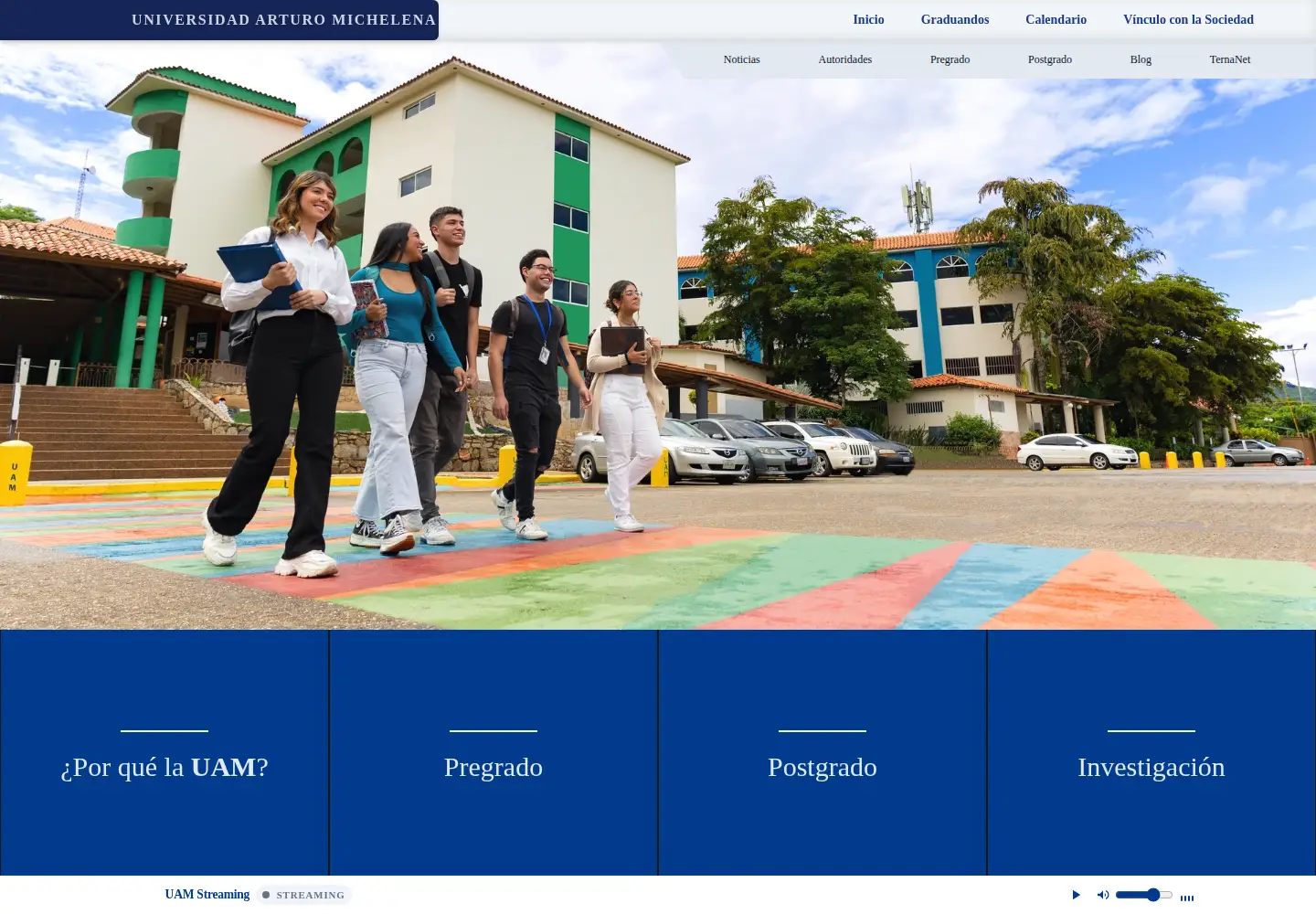 Captured homepage of uam.edu.ve in the current scan