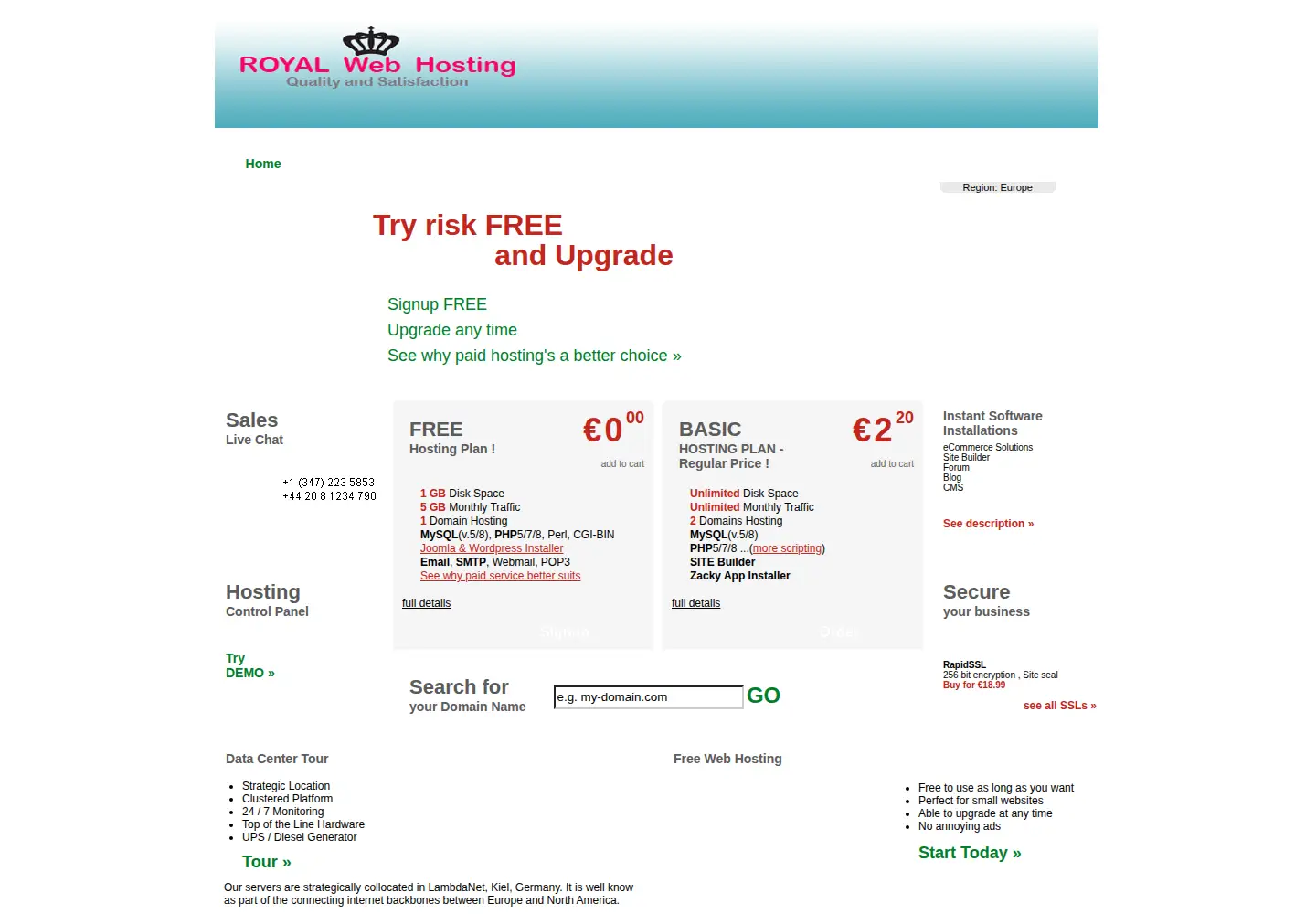 Screenshot of royalwebhosting.net