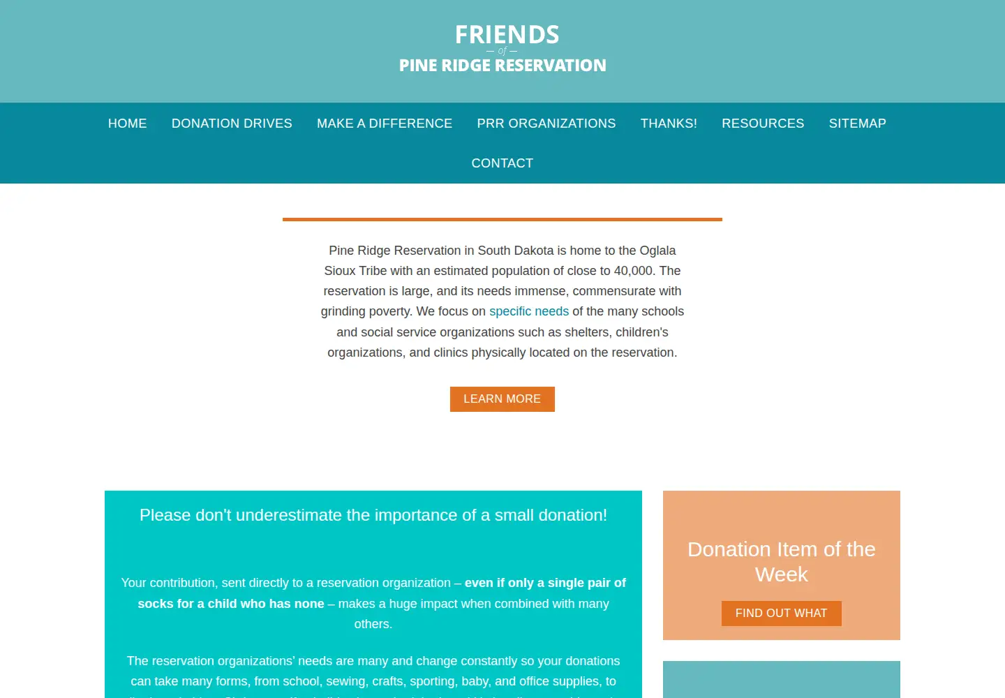 Screenshot of friendsofpineridgereservation.org