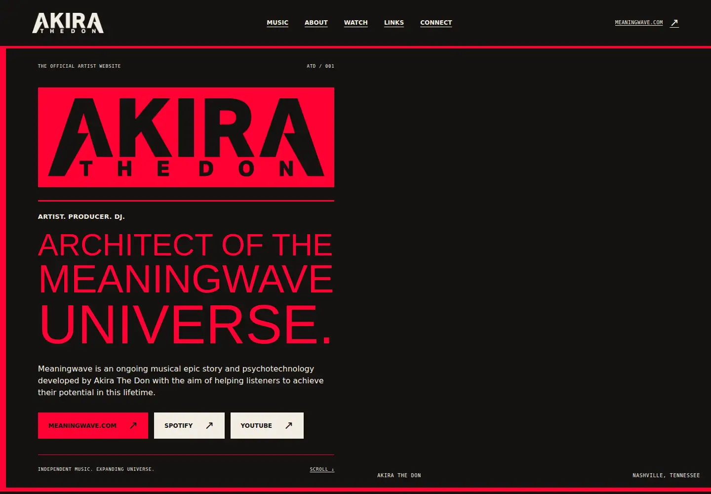Captured homepage of akirathedon.com in the current scan