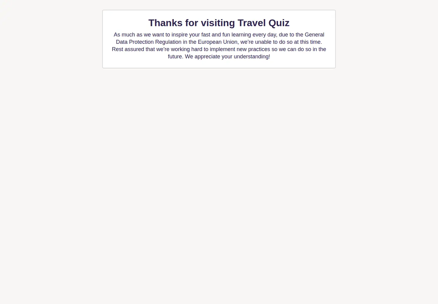 Captured homepage of triptrivia.com in the current scan