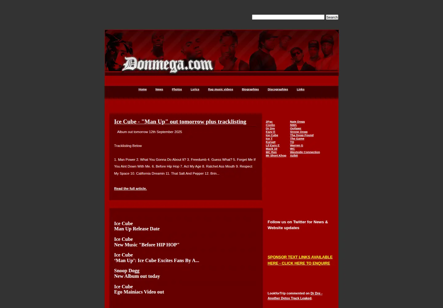 Captured homepage of donmega.com in the current scan