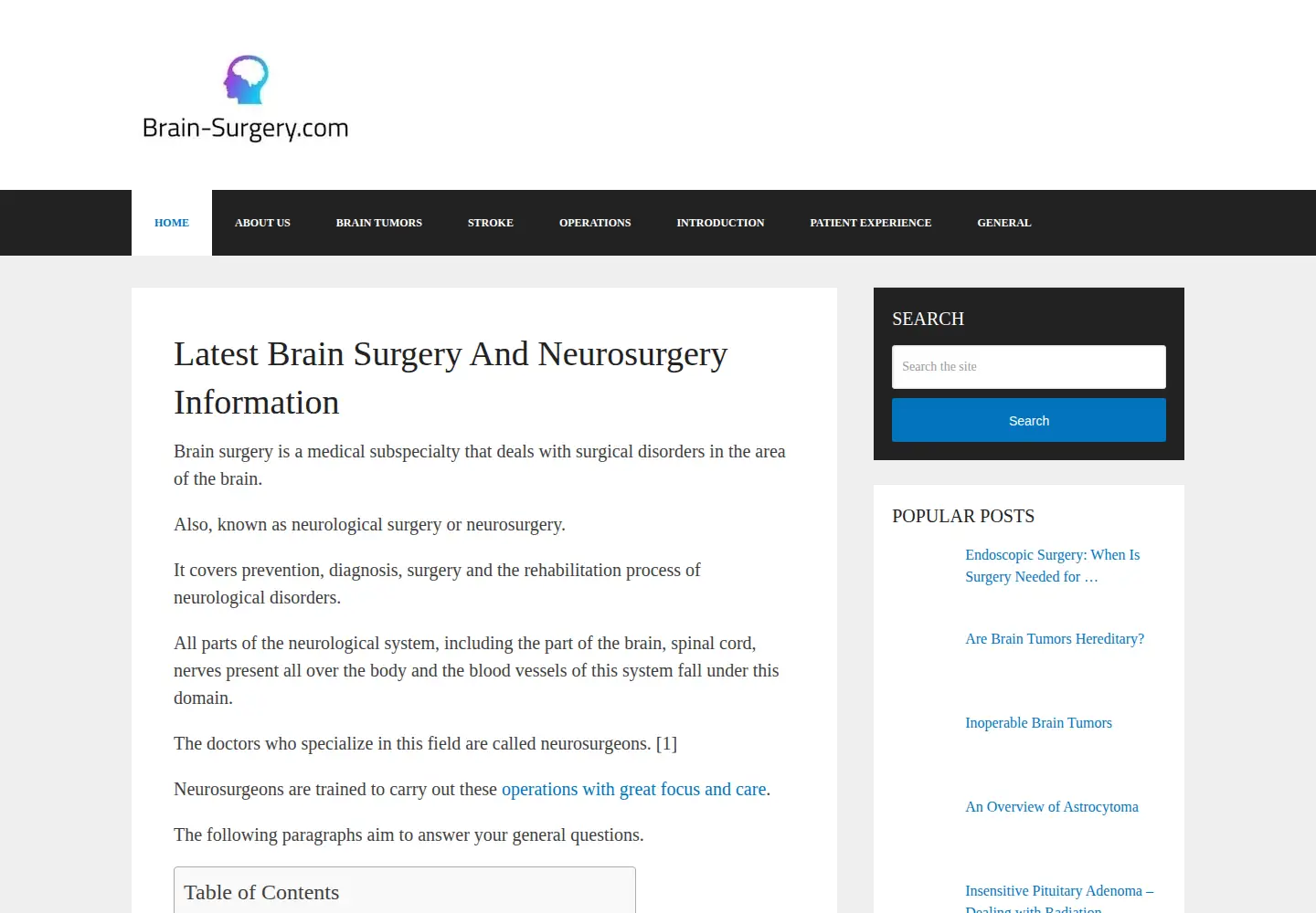 Screenshot of brain-surgery.com
