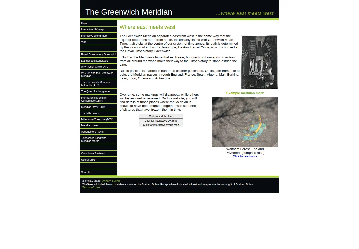 Captured homepage of thegreenwichmeridian.org in the current scan