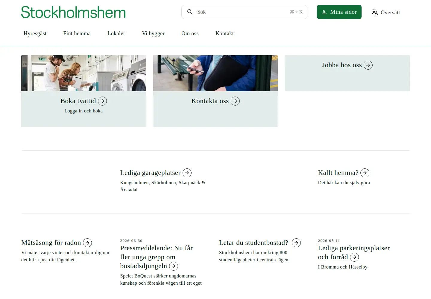 Screenshot of stockholmshem.se