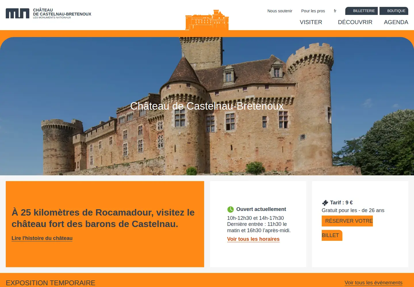 Captured homepage of castelnau-bretenoux.fr in the current scan
