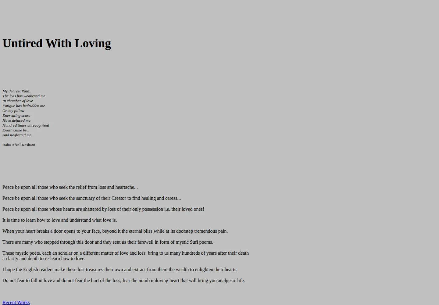 Captured homepage of untiredwithloving.org in the current scan
