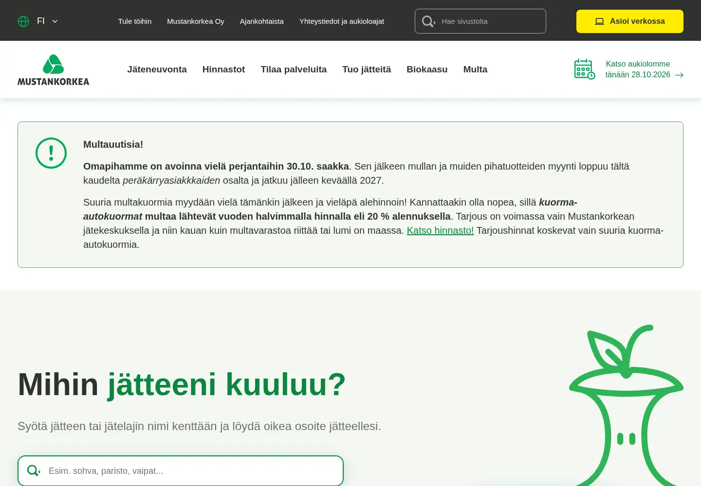 Screenshot of mustankorkea.fi