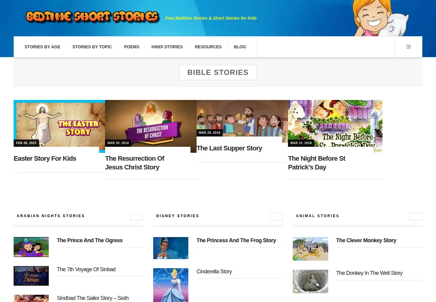 Captured homepage of bedtimeshortstories.com in the current scan