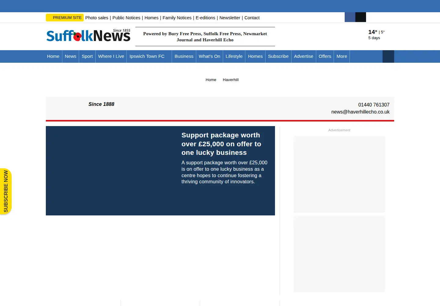 Screenshot of haverhillecho.co.uk