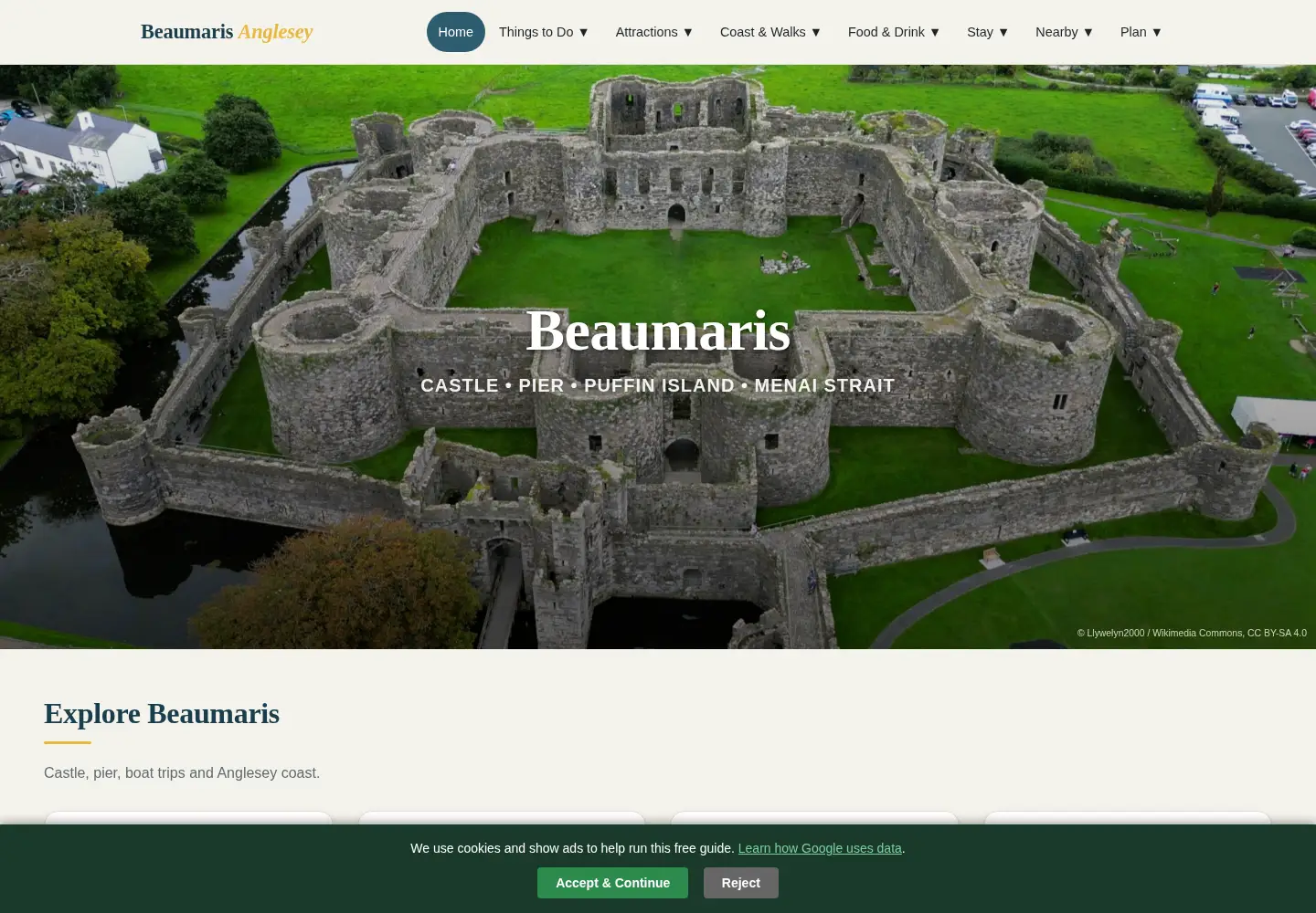 Captured homepage of beaumaris.com in the current scan