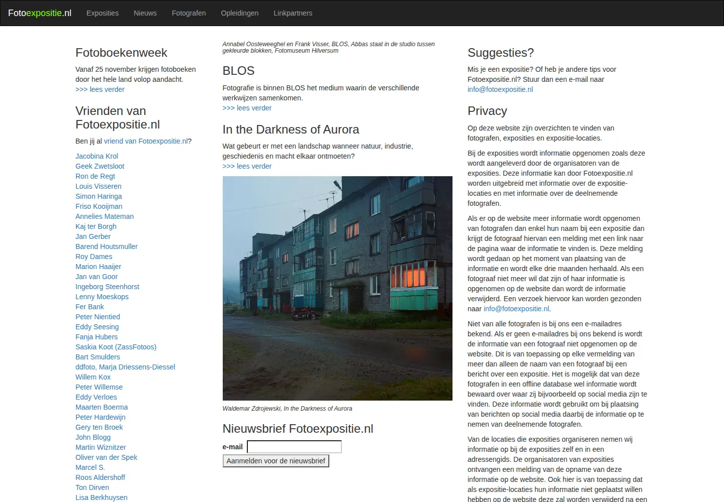Captured homepage of fotoexpositie.nl in the current scan