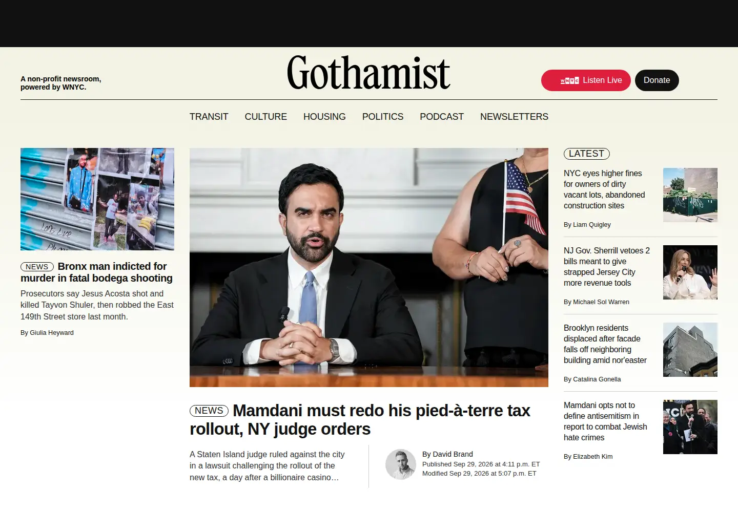 Screenshot of gothamist.com