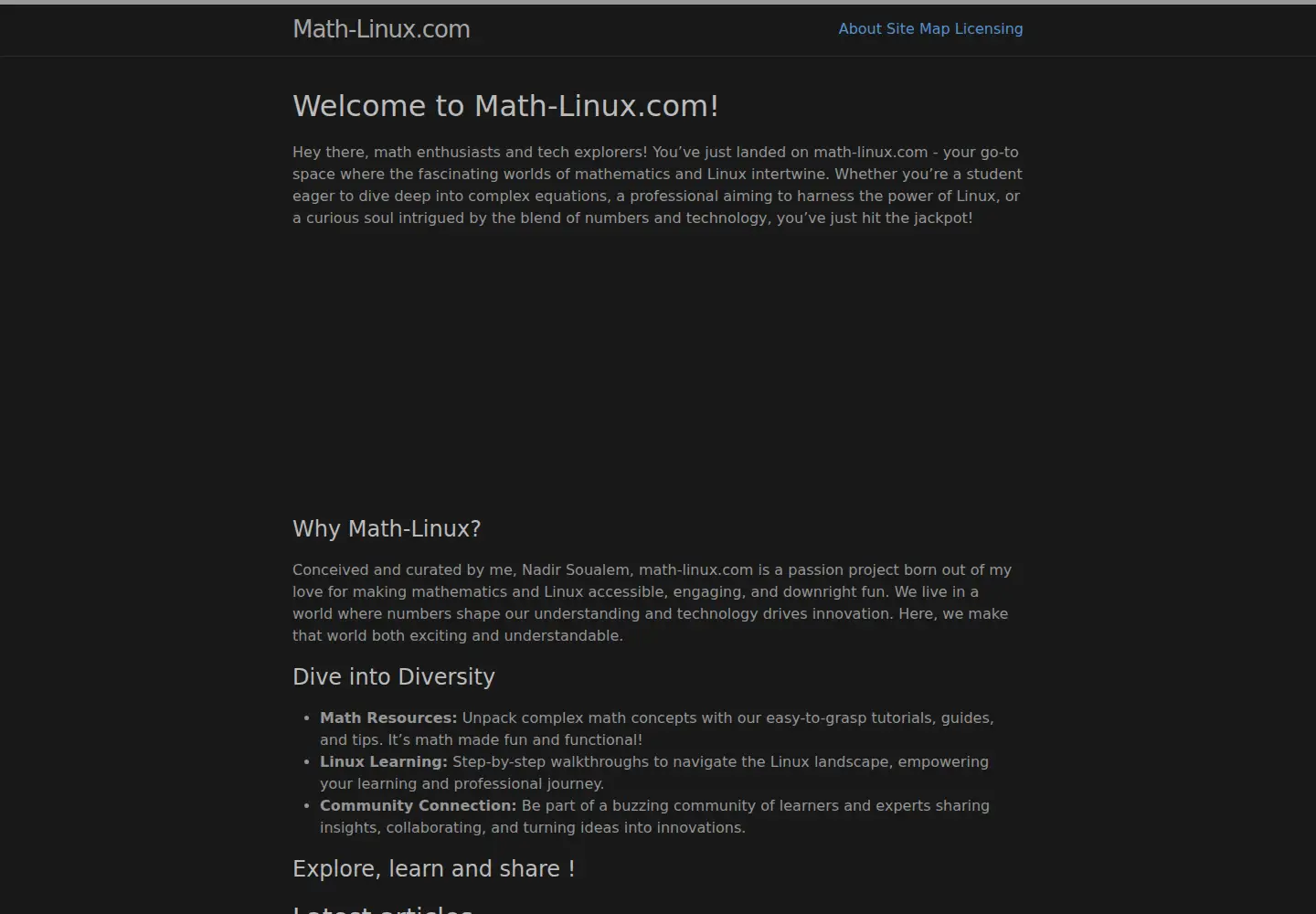Captured homepage of math-linux.com in the current scan