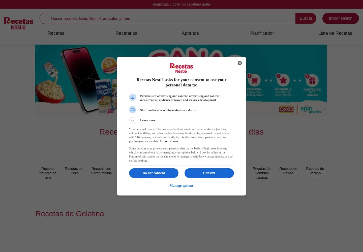 Captured homepage of recetasnestle.com.mx in the current scan