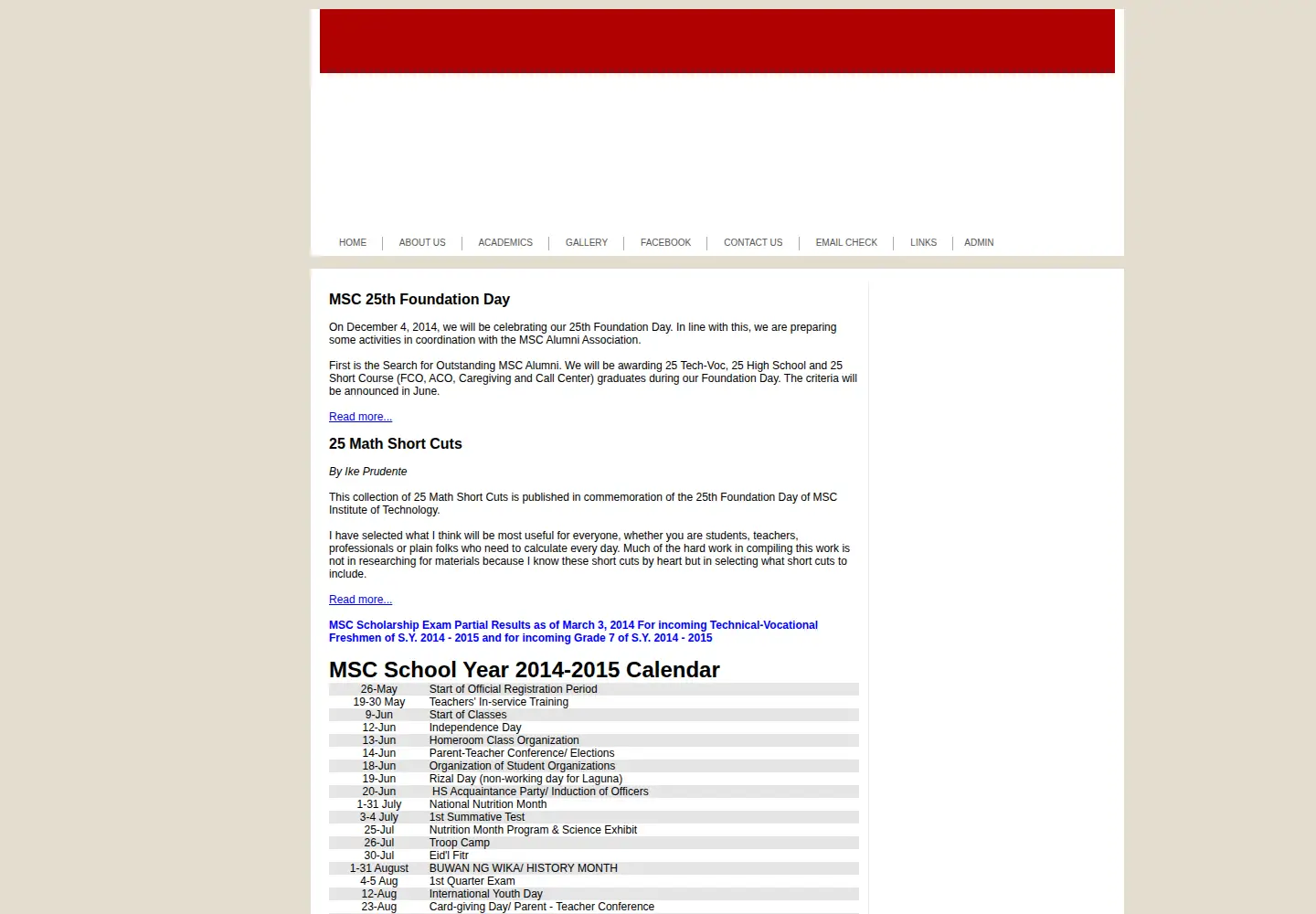 Screenshot of msc.edu.ph