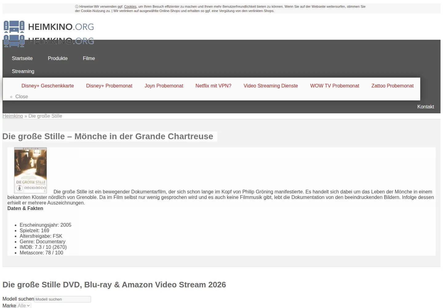 Screenshot of diegrossestille.de