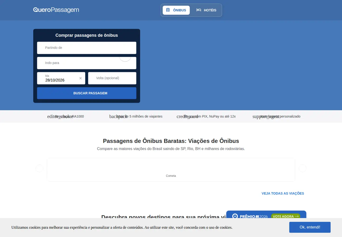 Screenshot of queropassagem.com.br