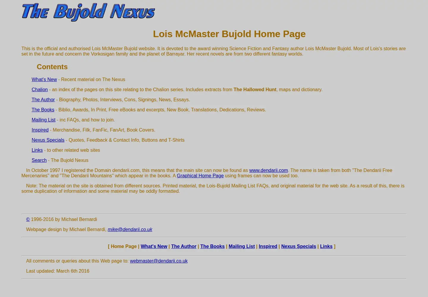 Captured homepage of dendarii.com in the current scan