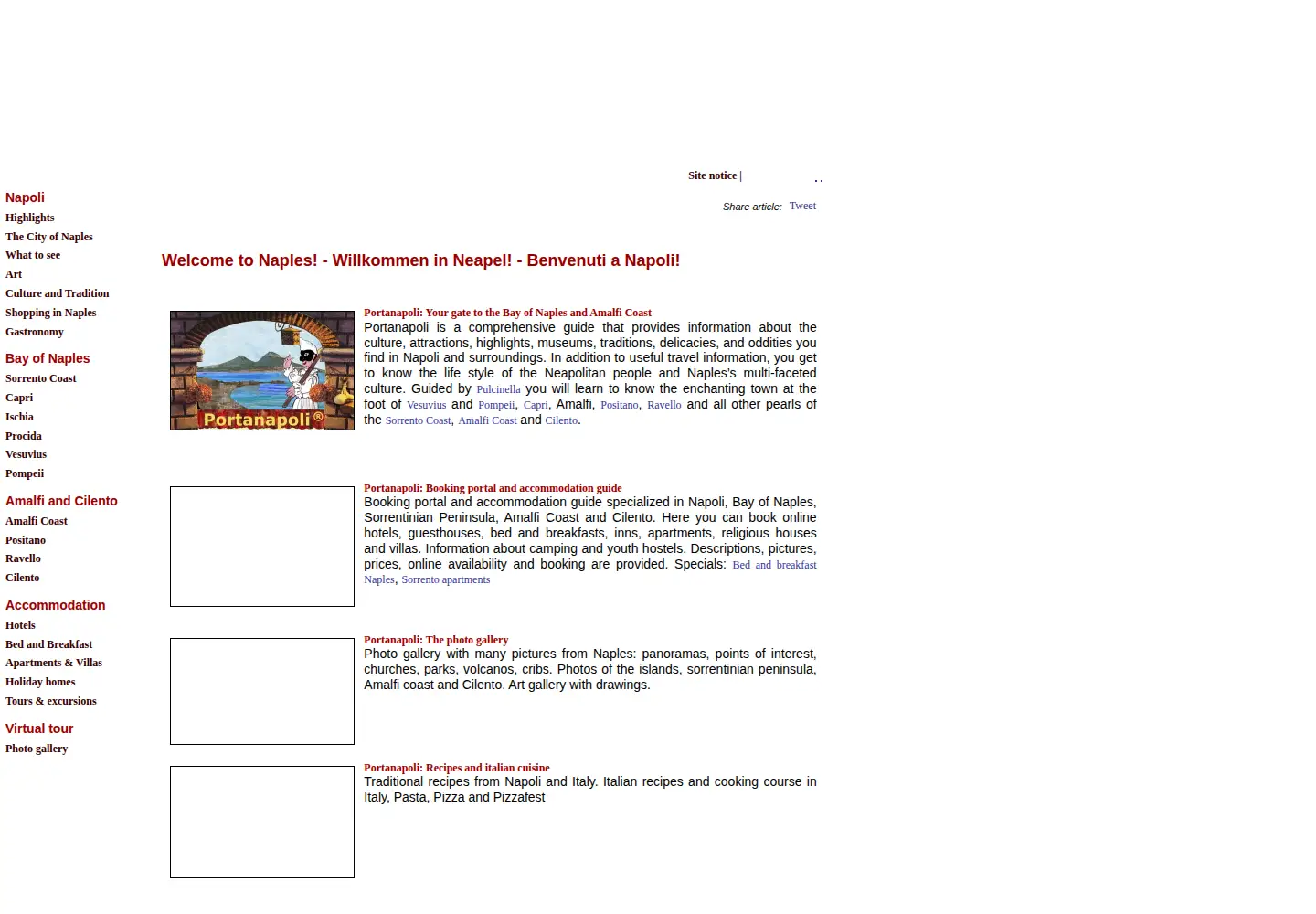 Captured homepage of portanapoli.com in the current scan