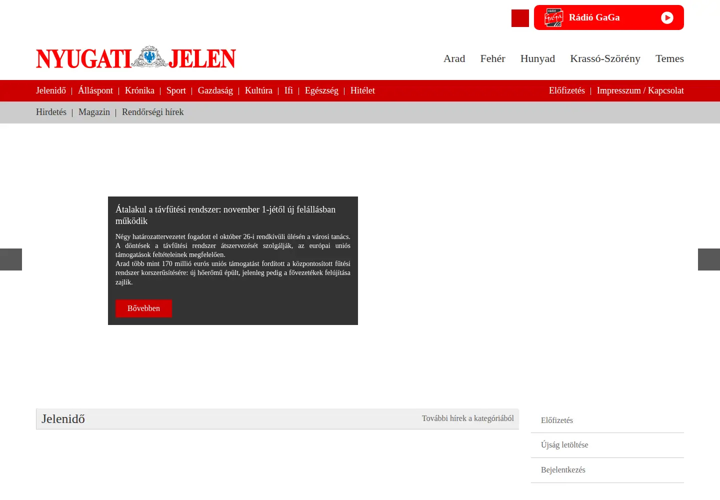 Screenshot of nyugatijelen.com