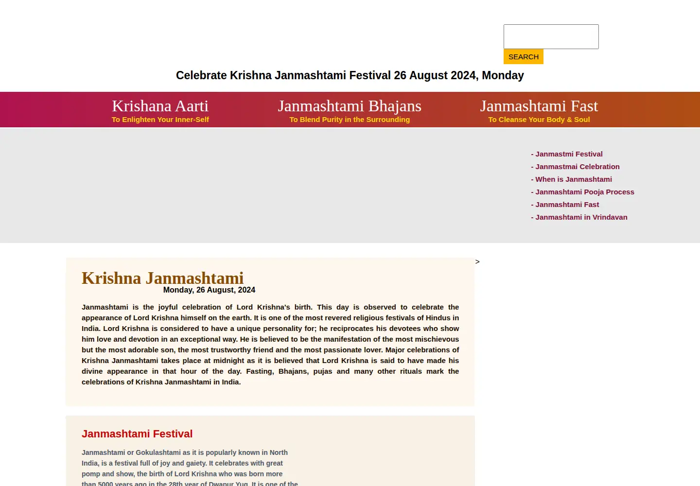 Screenshot of krishnajanmashtami.com