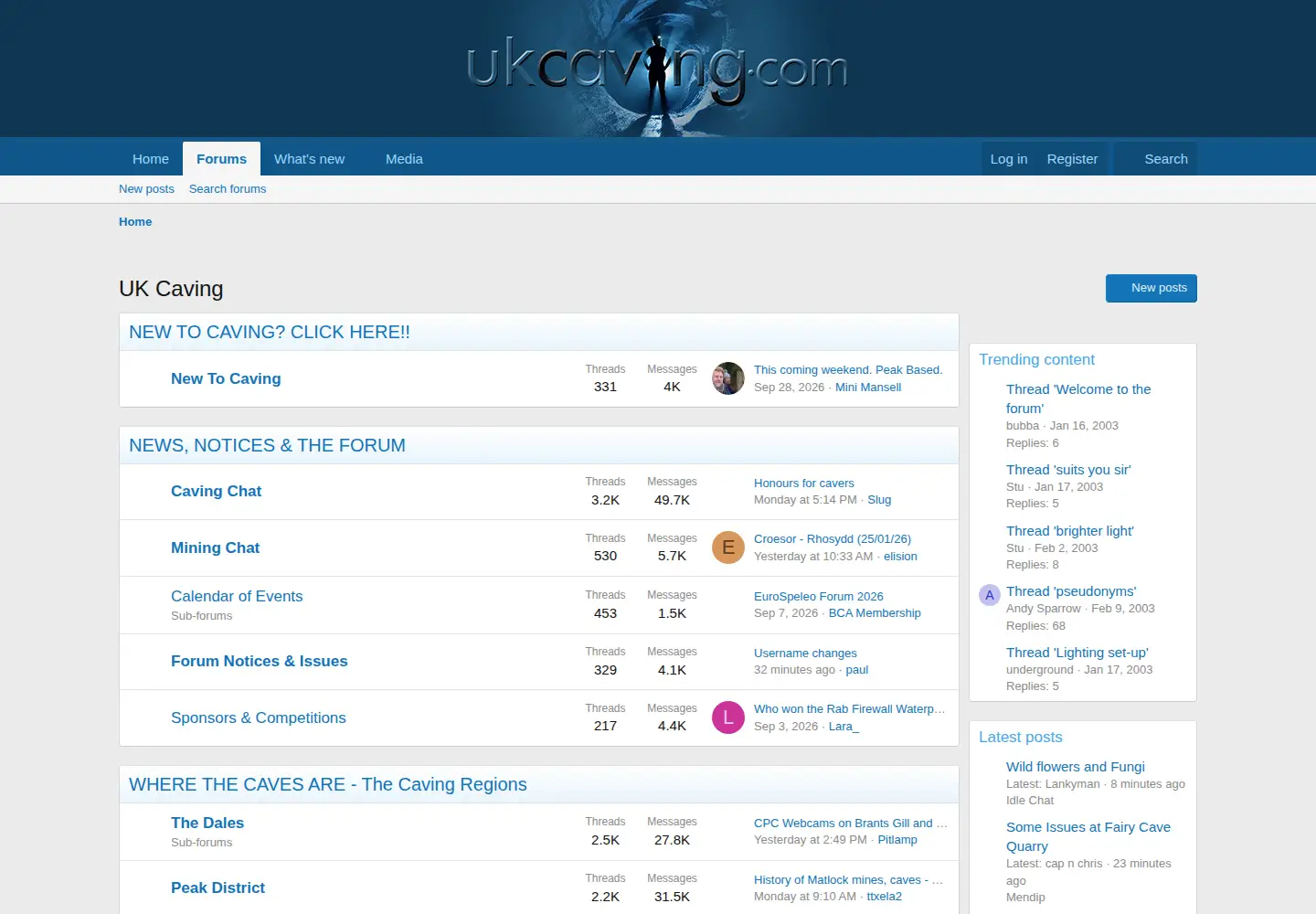 Screenshot of ukcaving.com