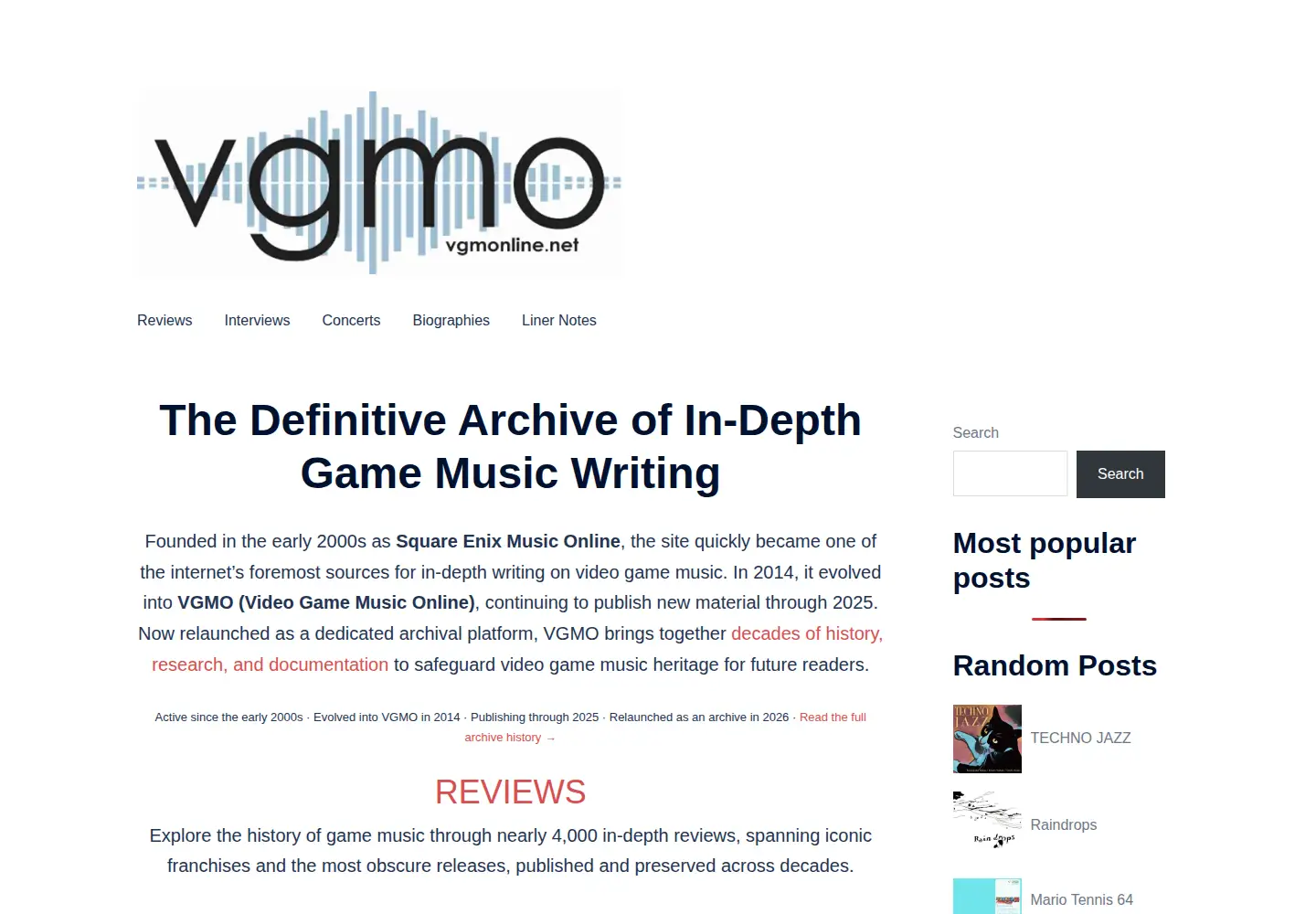 Screenshot of vgmonline.net