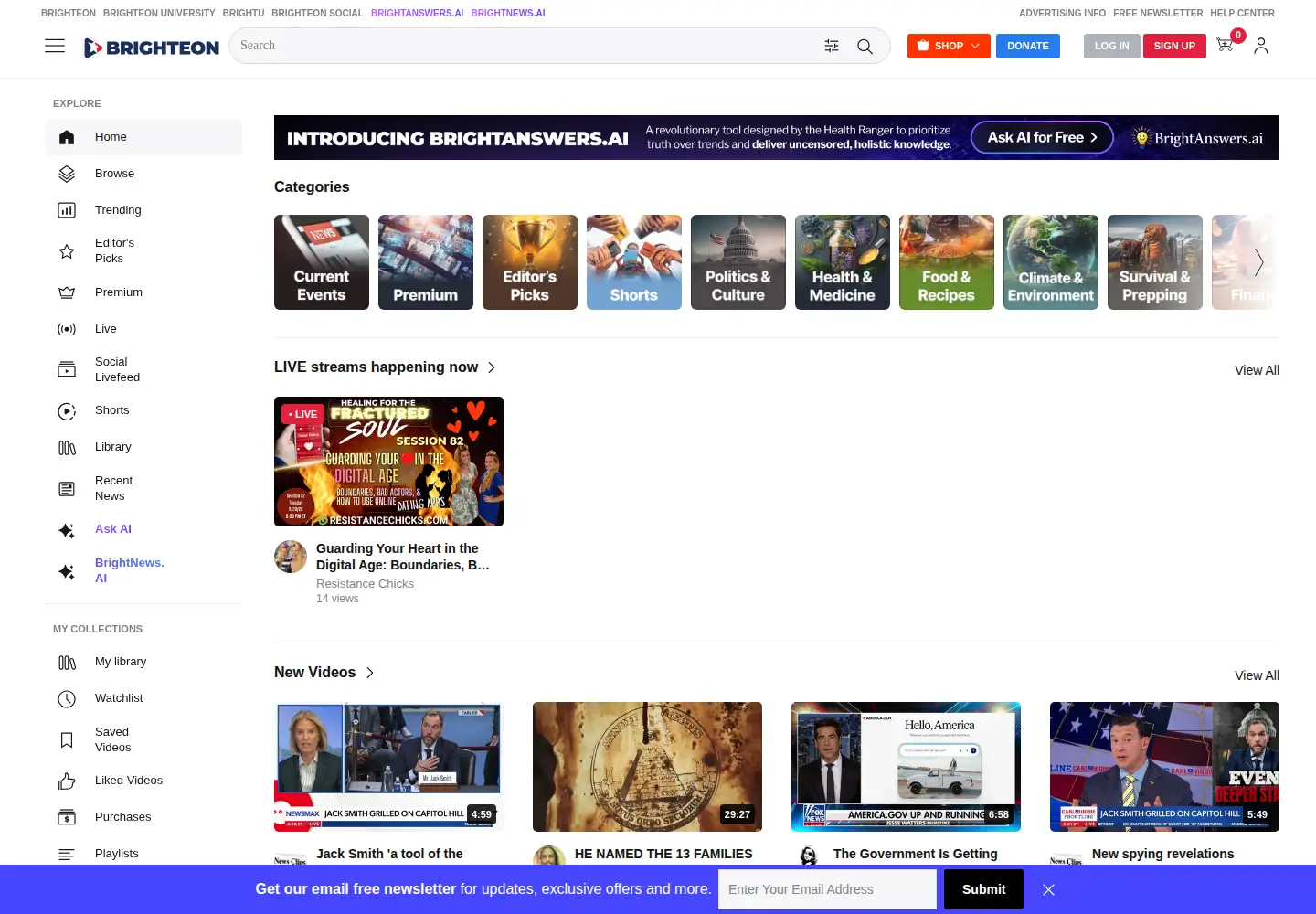 Screenshot of brighteon.com
