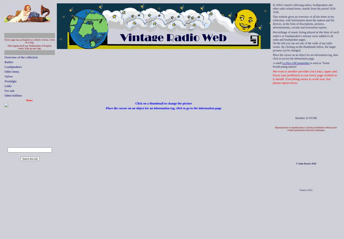 Screenshot of vintageradio.nl
