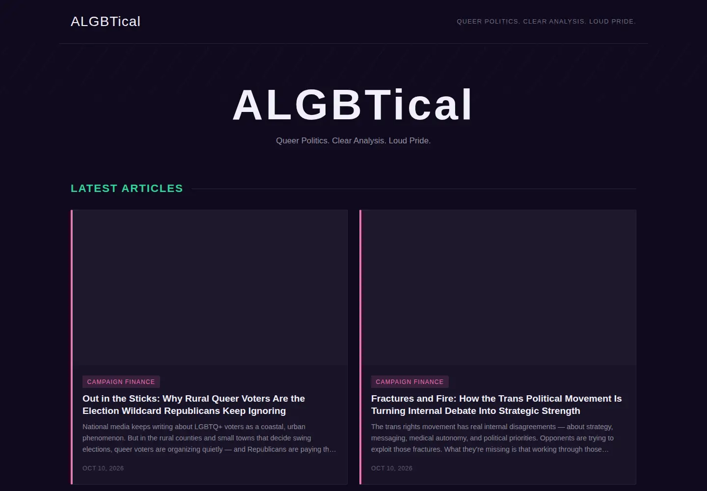 Captured homepage of algbtical.org in the current scan