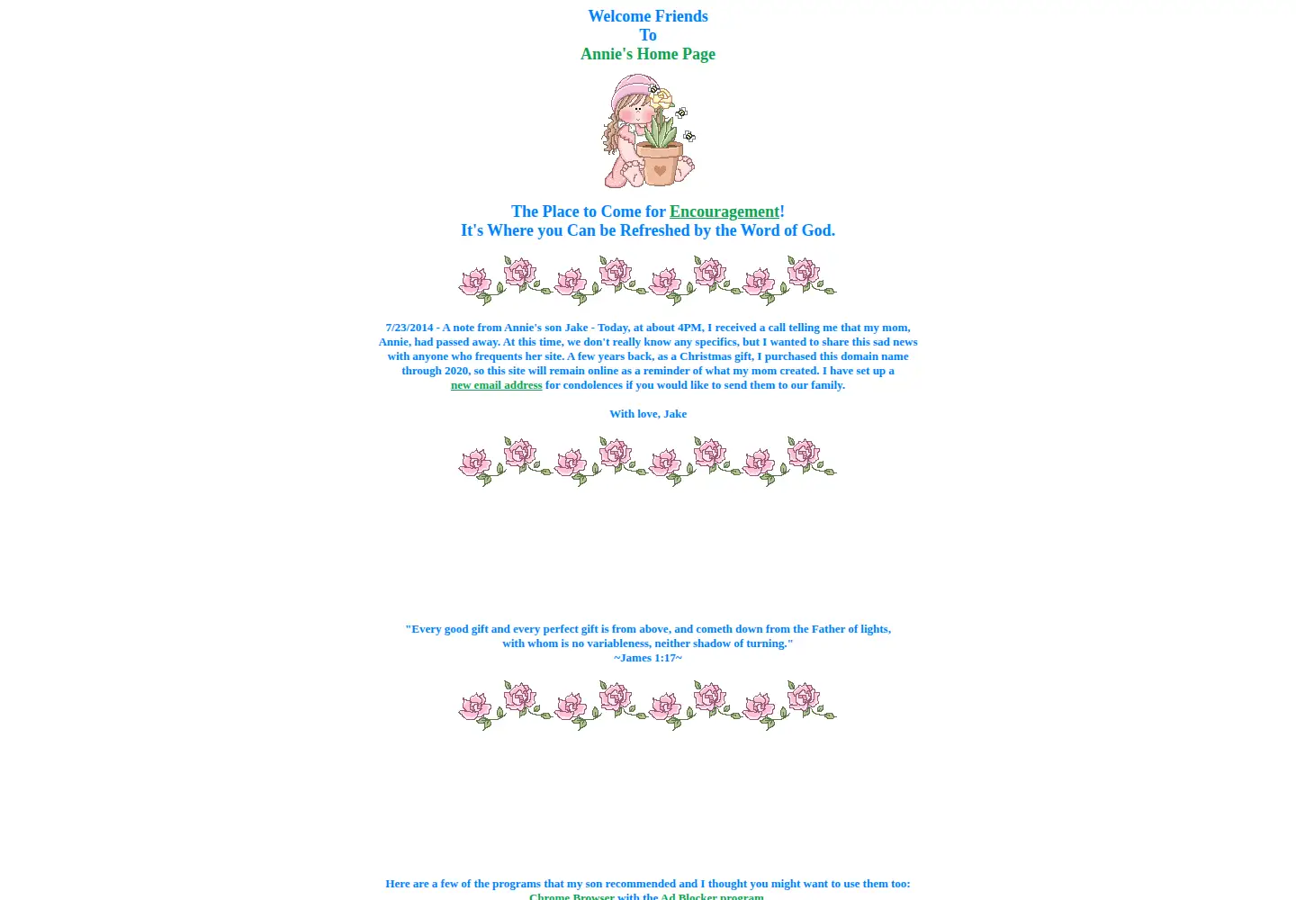 Screenshot of annieshomepage.com