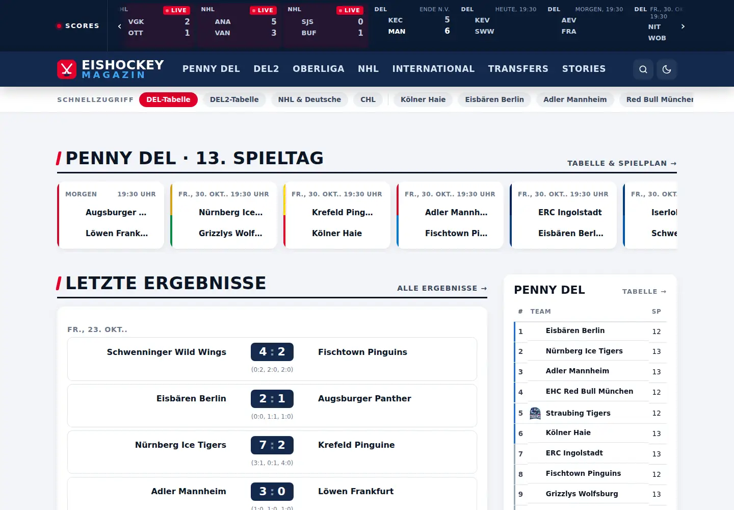 Screenshot of eishockey-magazin.de